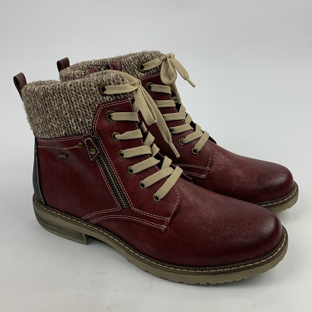 SPRING STEP RELIFE KHAZERA BOOTS Leather Boots Size 44 euro Burgundy & Tan NWOT